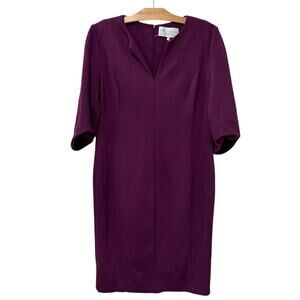 Cynthia Fields | Dress Purple V Neck 3/4 Sleeves Career Business Wear- Size 12